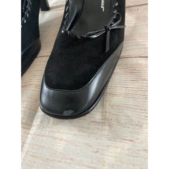 Vintage Salvatore Ferragamo Women's Boutique Black Suede Heels - 10 4A - Picture 3 of 12